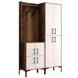 Entrance Furniture Berlin 845HCT4202 120x35x200cm Walnut-White WALNUT-WHITE