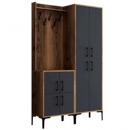 Entrance Furniture Berlin 845HCT4201 120x35x200cm Walnut-Anthracite WALNUT-ANTHRACITE