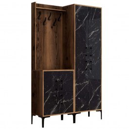 Έπιπλο Εισόδου Berlin 845HCT4206 120x35x200cm Marble Effect Black-Walnut WALNUT-BLACK