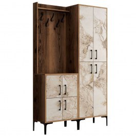 Έπιπλο Εισόδου Berlin 845HCT4203 120x35x200cm Marble Effect White-Walnut WALNUT-WHITE