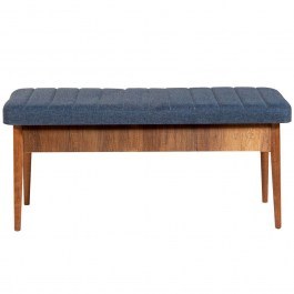 Σκαμπό Με Αποθηκευτικό Χώρο Vina Bench 869VEL5137 110x40x46cm Dark Blue-Walnut BLUE