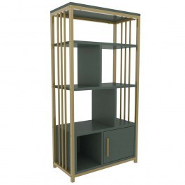 Βιβλιοθήκη Valero 875ZNA4569 60x29,6x120cm Green-Gold GREEN-GOLD