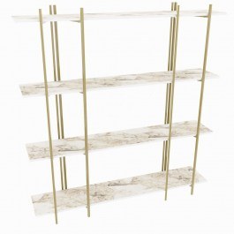 Βιβλιοθήκη Moss 875ZNA4549 160x29,6x180cm Marble Effect White-Gold WHITE-GOLD