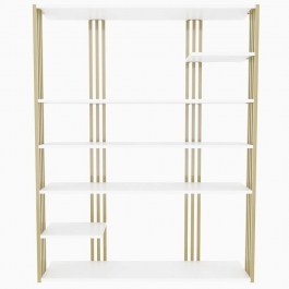 Bookcase Jenny 875ZNA4519 120x29,6x160cm White-Gold WHITE-GOLD
