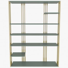 Bookcase Jenny 875ZNA4524 120x29,6x160cm Green-Gold GREEN-GOLD