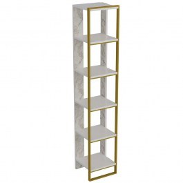 Floor Rack Polka 875ZNA3651 32,2x31,3x178,5cm Marble Effect White-Gold WHITE