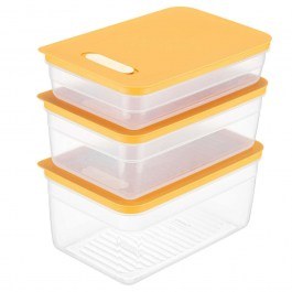 Δοχεία Φαγητού (Σετ 3Τμχ) 964FRM5713 18,5x28,5x7/10/13cm 2,5/3,8/5lt Orange Hermia ORANGE
