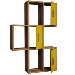 Wall Shelf Flora 845HCT1603 50x20x112,6cm Walnut-Yellow WALNUT-YELLOW