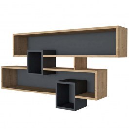 Wall Shelf Karen 835PUQ1672 120x22x72,2cm Oak-Anthracite ANTHRACITE-OAK