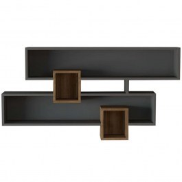 Wall Shelf Karen 835PUQ1608 120x22x72,2cm Walnut-Anhtacite ANTHRACITE-WALNUT