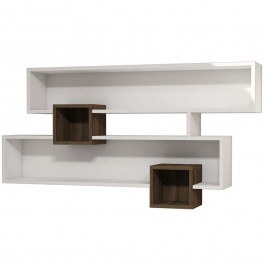 Wall Shelf Karen 835PUQ1607 120x22x72,2cm Walnut-White WHITE