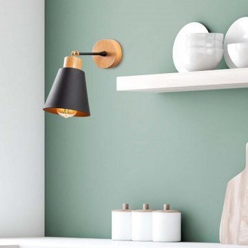 Wall Lamp - Sconce Manavgat 525NOR3128 D14x25cm 1xE27 40W Natural-Black Opviq