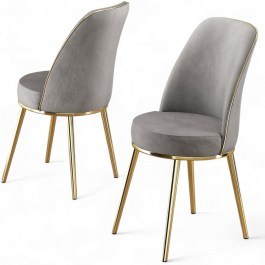 Καρέκλα Pefa Babyface (Σετ 4Τμχ) 240CHR1555 45x42x91cm Grey-Gold GREY-GOLD