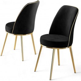 Καρέκλα Pefa Babyface (Σετ 4Τμχ) 240CHR1556 45x42x91cm Black-Gold BLACK-GOLD
