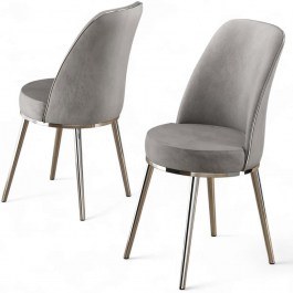 Καρέκλα Pefa Babyface (Σετ 4Τμχ) 240CHR1560 45x42x91cm Grey-Chrome GREY-CHROME