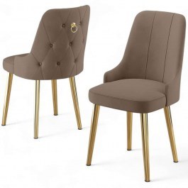 Καρέκλα Newa Babyface (Σετ 4Τμχ) 240CHR1583 46x46x94cm Cappuccino-Gold CAPPUCCINO