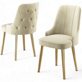 Καρέκλα Newa Babyface (Σετ 4Τμχ) 240CHR1584 46x46x94cm Cream-Gold CREAM