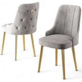 Καρέκλα Newa Babyface (Σετ 4Τμχ) 240CHR1585 46x46x94cm Grey-Gold GREY-GOLD