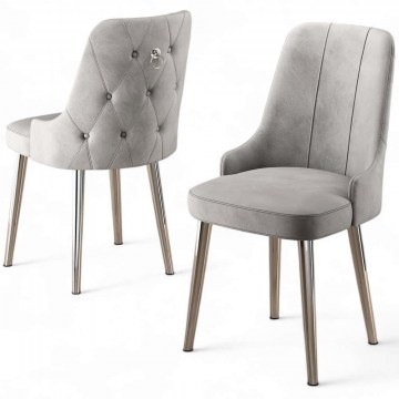 Chair Newa Babyface (Set 4Pcs) 240CHR1590 46x46x94cm Grey-Chrome