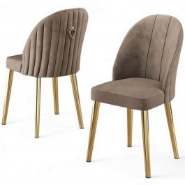 Καρέκλα Mara Babyface (Σετ 4Τμχ) 240CHR1748 45x42x91cm Cappuccino-Gold CAPPUCCINO