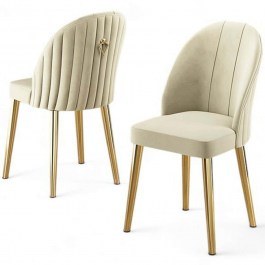 Καρέκλα Mara Babyface (Σετ 4Τμχ) 240CHR1749 45x42x91cm Cream-Gold CREAM
