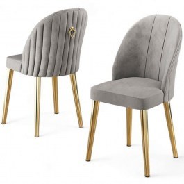 Καρέκλα Mara Babyface (Σετ 4Τμχ) 240CHR1750 45x42x91cm Grey-Gold GREY-GOLD