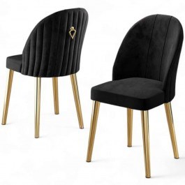 Καρέκλα Mara Babyface (Σετ 4Τμχ) 240CHR1751 45x42x91cm Black-Gold BLACK-GOLD