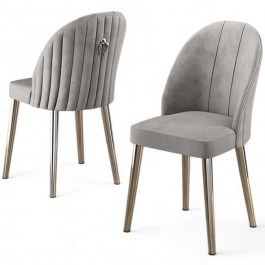 Καρέκλα Mara Babyface (Σετ 4Τμχ) 240CHR1755 45x42x91cm Grey-Chrome GREY-CHROME