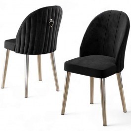 Καρέκλα Mara Babyface (Σετ 4Τμχ) 240CHR1756 45x42x91cm Black-Chrome BLACK-CHROME