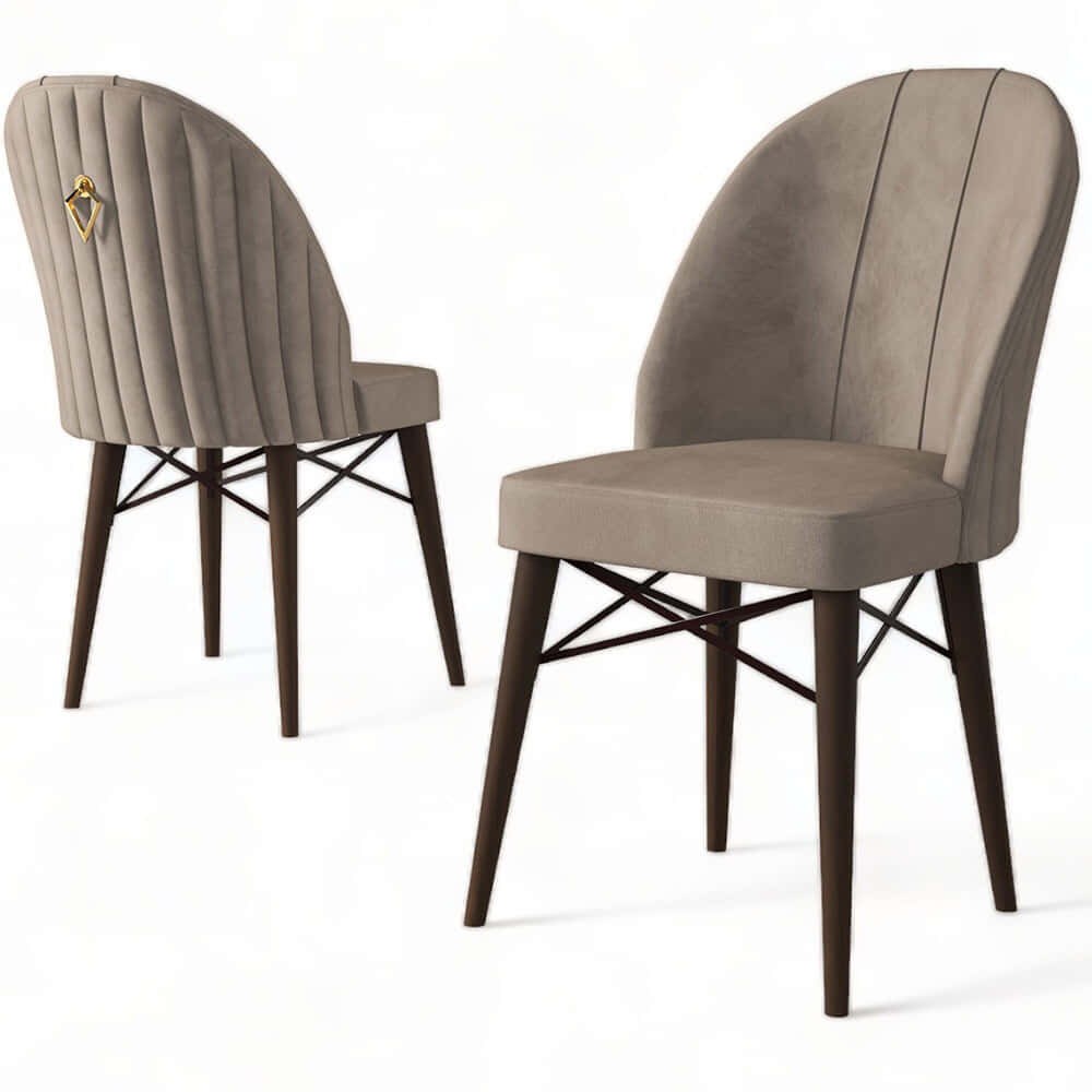 Καρέκλα Ritim Babyface (Σετ 4Τμχ) 240CHR1487 44x42x96cm Cappuccino-Brown
