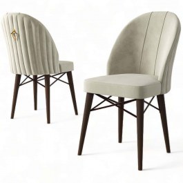 Καρέκλα Ritim Babyface (Σετ 4Τμχ) 240CHR1489 44x42x96cm Cream-Brown CREAM