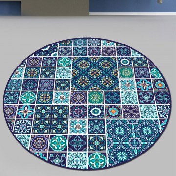 Bath Mat Carres Bleus 359CHL4863 D200 Blue-Multi L'essentiel Maison