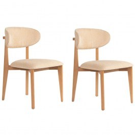 Καρέκλα Lionte (Σετ 2Τμχ) 566WYL1118 53x58x86cm Beige-Oak OAK-BEIGE