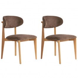 Καρέκλα Lionte (Σετ 2Τμχ) 566WYL1119 53x58x86cm Brown-Oak BROWN-OAK