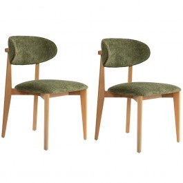 Καρέκλα Lionte (Σετ 2Τμχ) 566WYL1124 53x58x86cm Green-Oak GREEN
