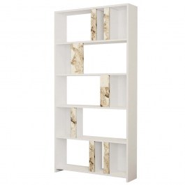 Bookcase Lima 845HCT3638 90x20x180cm Marble Effect White WHITE