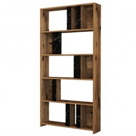 Bookcase Lima 845HCT3641 90x20x180cm Marble Effect Black-Walnut BLACK-WALNUT