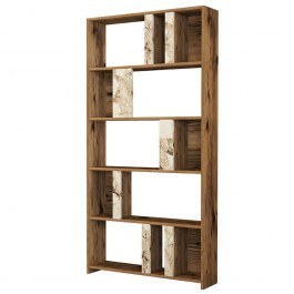 Bookcase Lima 845HCT3644 90x20x180cm Marble Effect White-Walnut WALNUT