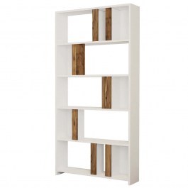 Bookcase Lima 845HCT3637 90x20x180cm White-Walnut WHITE
