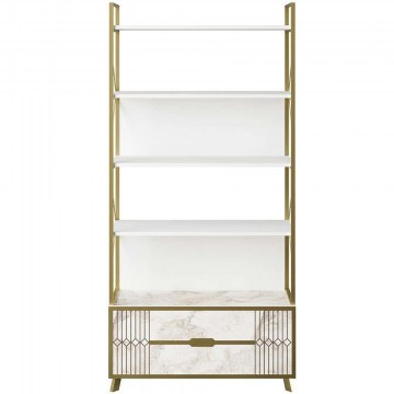 Βιβλιοθήκη Frida 788DEC4049 89,3x35,2x191cm Marble Effect White-Gold