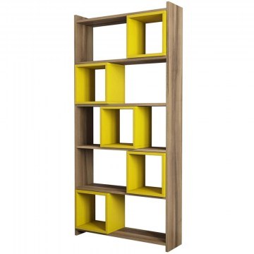 Βιβλιοθήκη Box 845HCT3604 80x22x170cm Walnut-Yellow