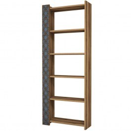 Βιβλιοθήκη City 845HCT3608 64,6x24,2x170cm Walnut-Blue Grey WALNUT-BLUE