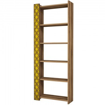 Bookcase City 845HCT3610 64,6x24,2x170cm Walnut-Yellow