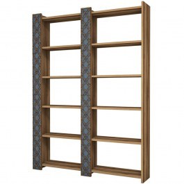 Bookcase City 845HCT3614 124,6x24,2x170cm Walnut-Blue Grey WALNUT-BLUE