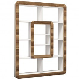 Βιβλιοθήκη Orkide 845HCT3623 108,4x21,8x140cm White-Walnut WALNUT-WHITE