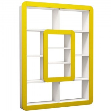 Βιβλιοθήκη Orkide 845HCT3624 108,4x21,8x140cm White-Yellow