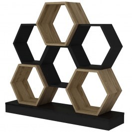 Bookcase Cicek 322RTC1101 120x29,5x109cm Black-Oak OAK-BLACK