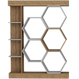 Bookcase Sueno 322RTC1112 140x29,6x177,4cm White-Walnut WALNUT-WHITE