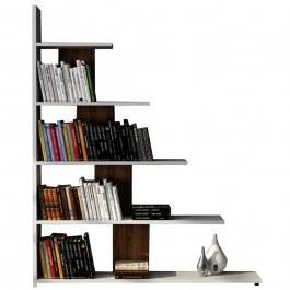 Βιβλιοθήκη Reward 745DCD3615 121,8x19,5x120cm White-Walnut WALNUT-WHITE