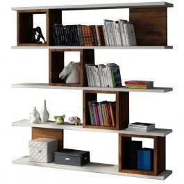 Bookcase Wind 745DCD3619 120x19,5x119,9cm White-Walnut WALNUT-WHITE